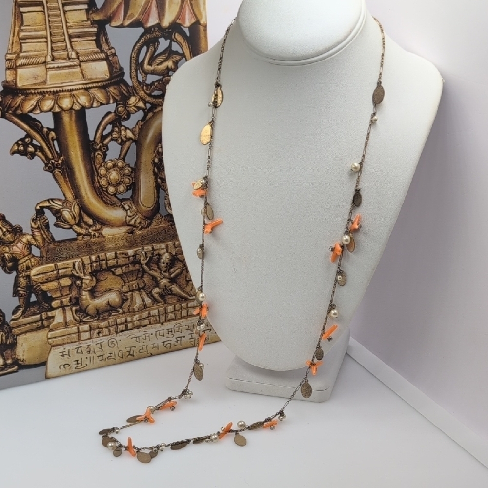 J. Crew Orange and Gold Necklace with Warm-Toned Elegance